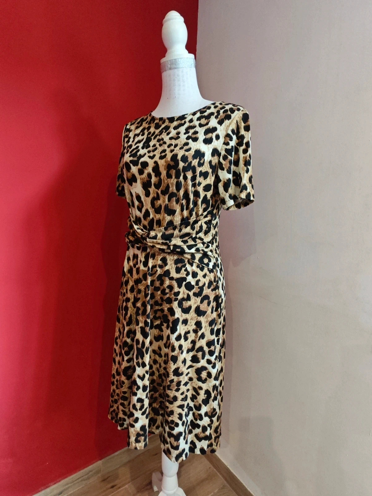 🌺Vestido estampado animal print con lazo nudo en cintura delantera – taille L / 40 / 12 4