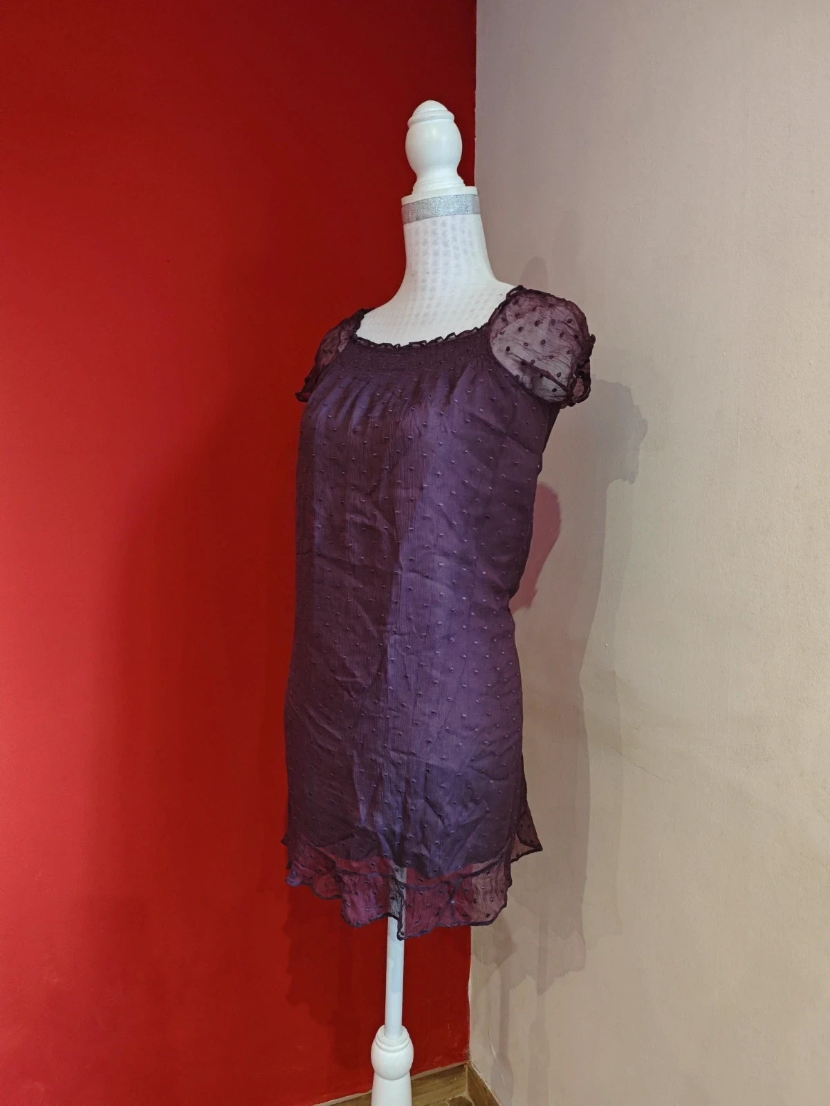 🌺Precioso minivestido morado de seda plumeti, de Massimo Dutti – Massimo Dutti – taille L / 40 / 12 2