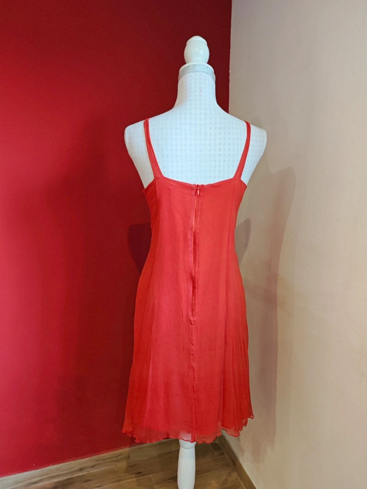 🌺Vestido de seda roja tela efecto arrugadito, talla 42 – Exaltation – taille XL / 42 / 14 4