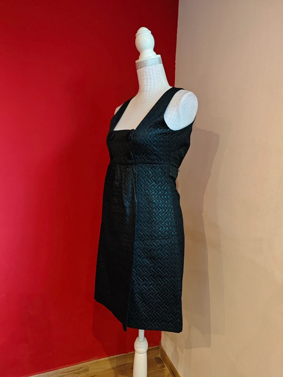 🌺Vestido negro muy elegante con brillos y relieves y botones en cintura, talla M – Studio Classics – taille M / 38 / 10 2