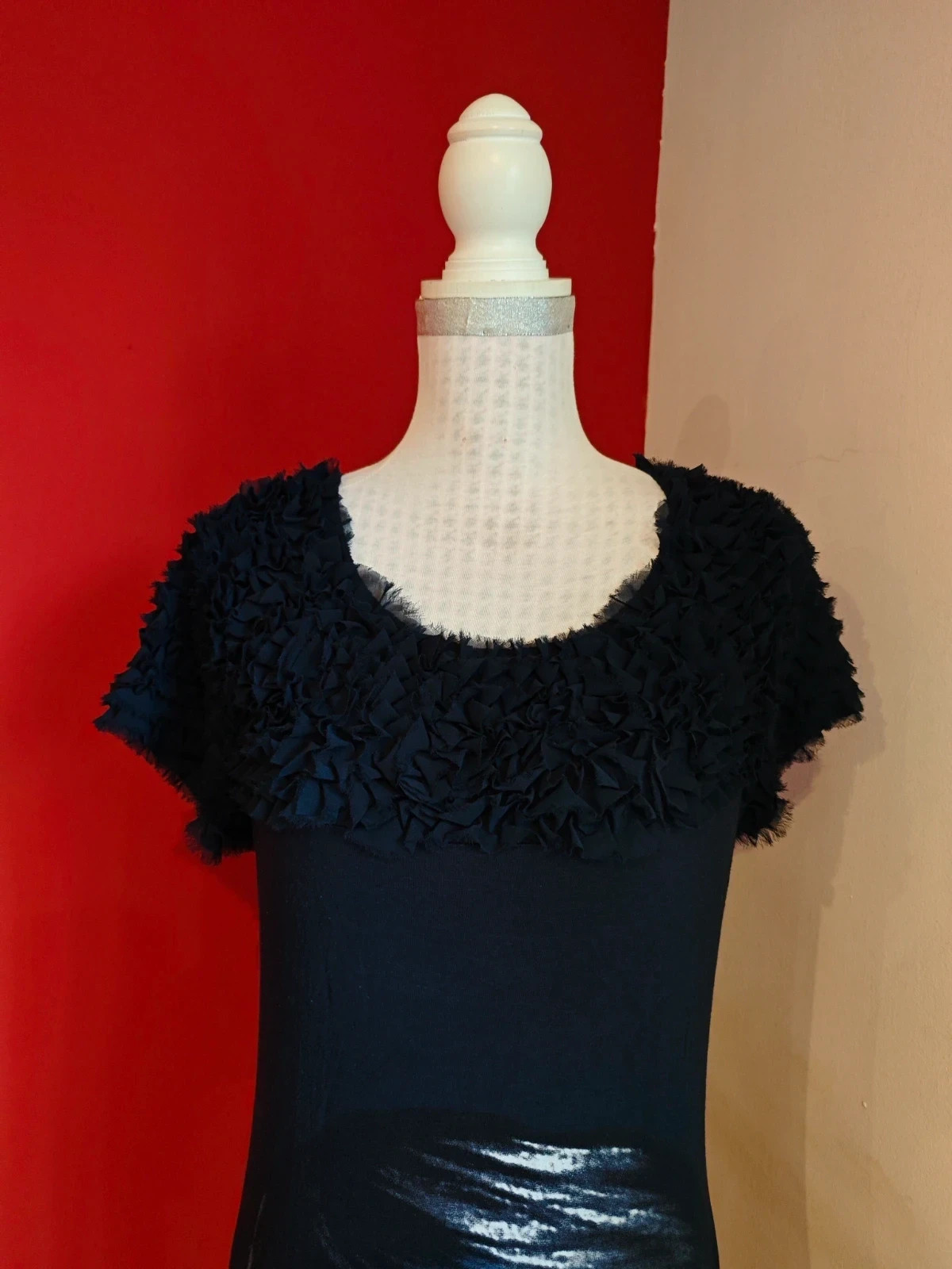 🌺Vestido azul marino con volantitos de gasa en la parte superior, de MNG Jeans – MNG Jeans – taille M / 38 / 10 3