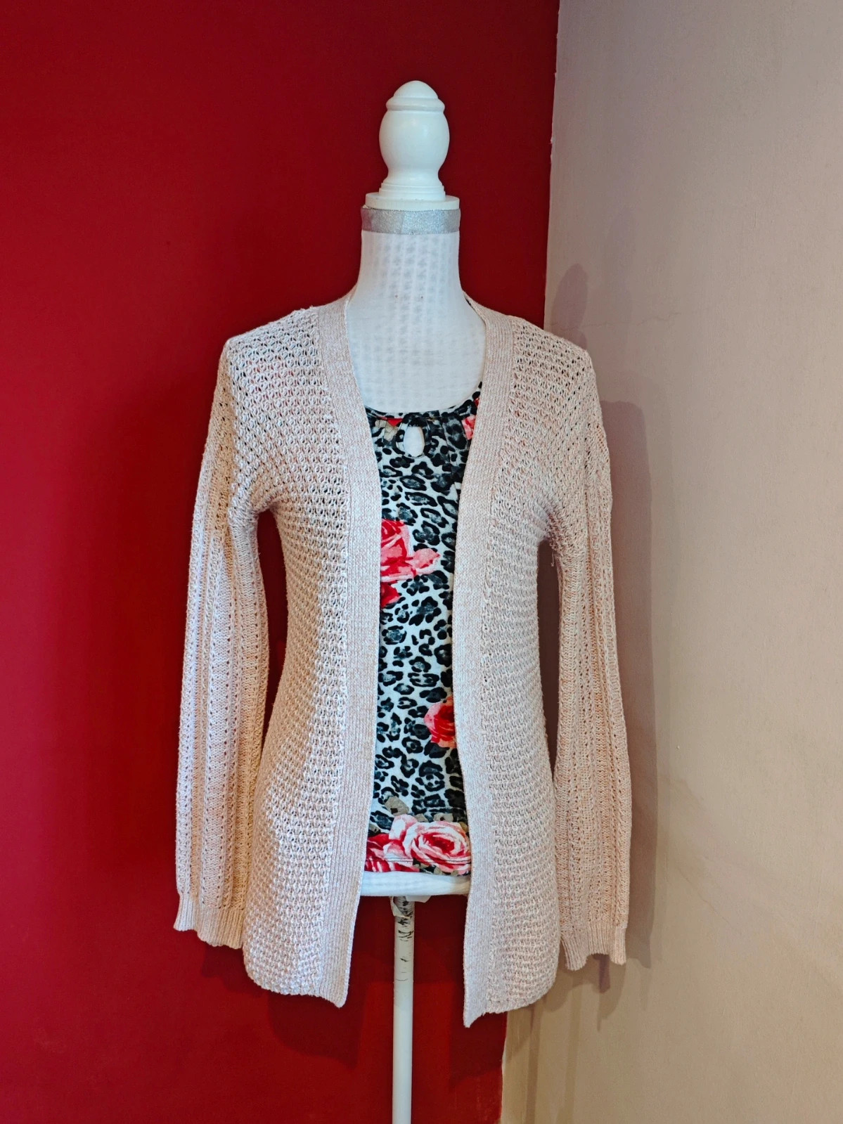 🌺 Cómoda chaqueta de punto rosa jaspeado y con diferentes tipos de punto