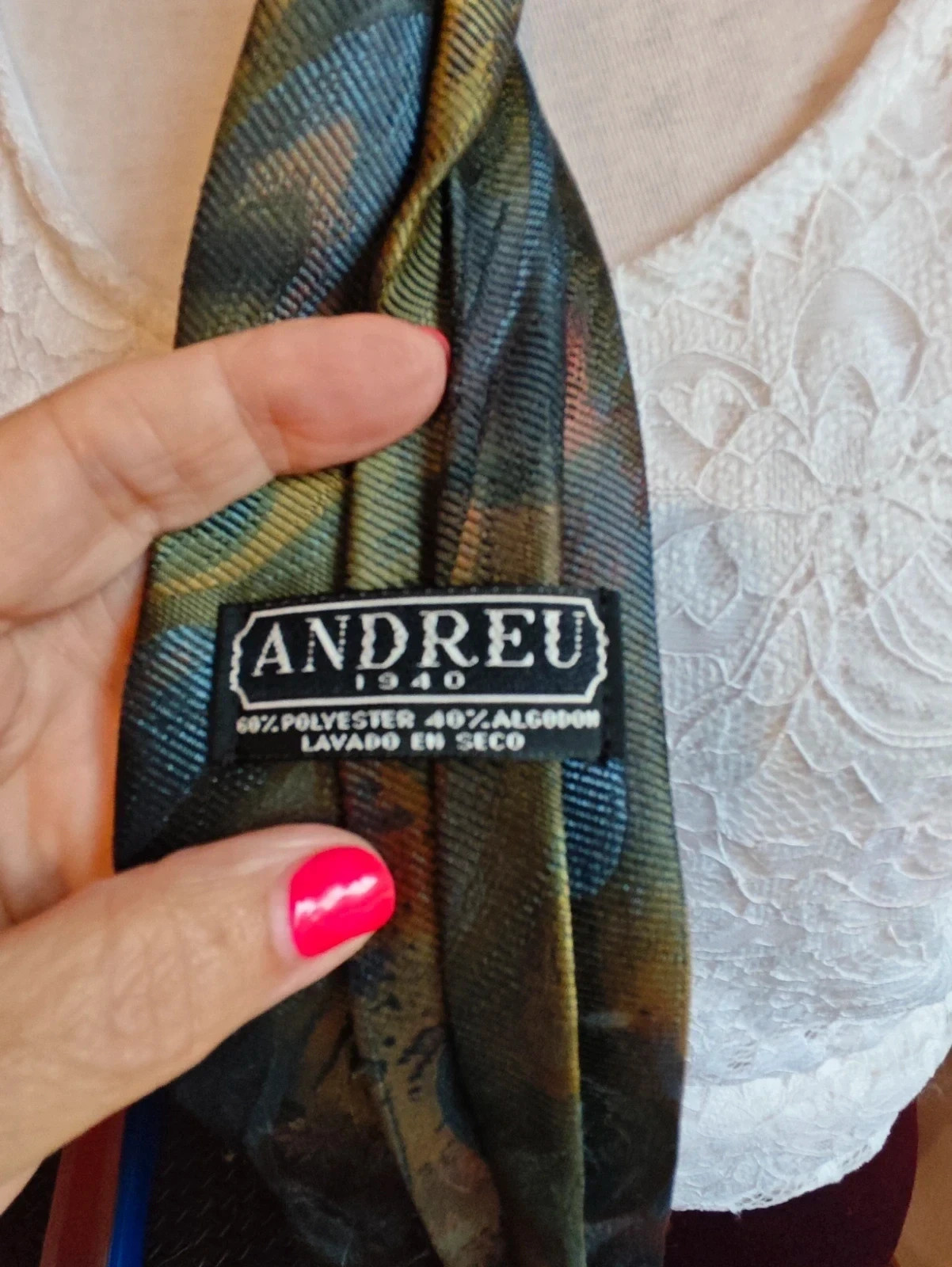 🌺 Elegante corbata tonos satinados verde, azul y dorado – ANDREU1940 5