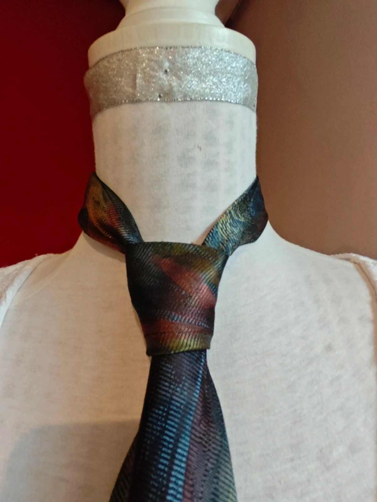 🌺 Elegante corbata tonos satinados verde, azul y dorado – ANDREU1940 4