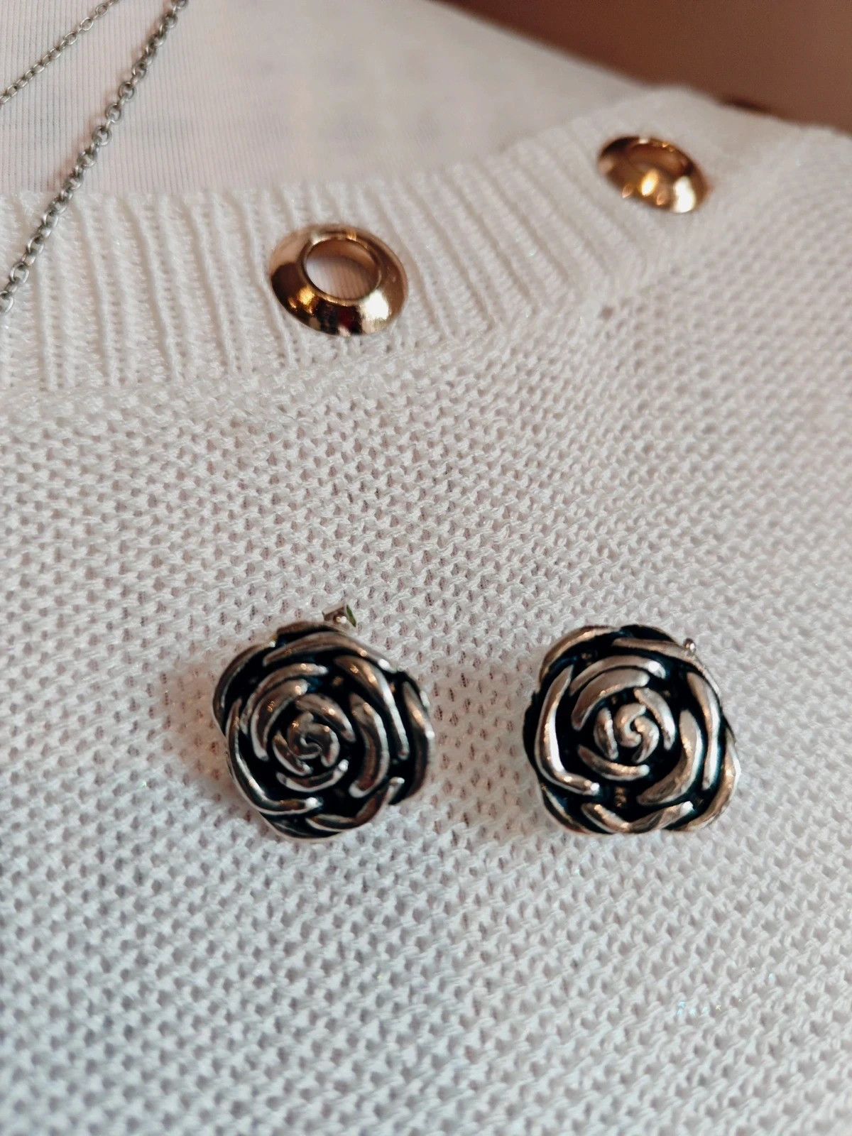🌺Conjunto vintage de colgante, anillo, pendientes y pulsera plateados – Vintage Chic 4