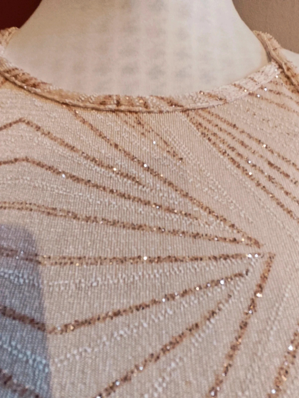 🌺Vestido para eventos de tela elástica rosa con brillos geométricos – taille XS / 34 / 6 5