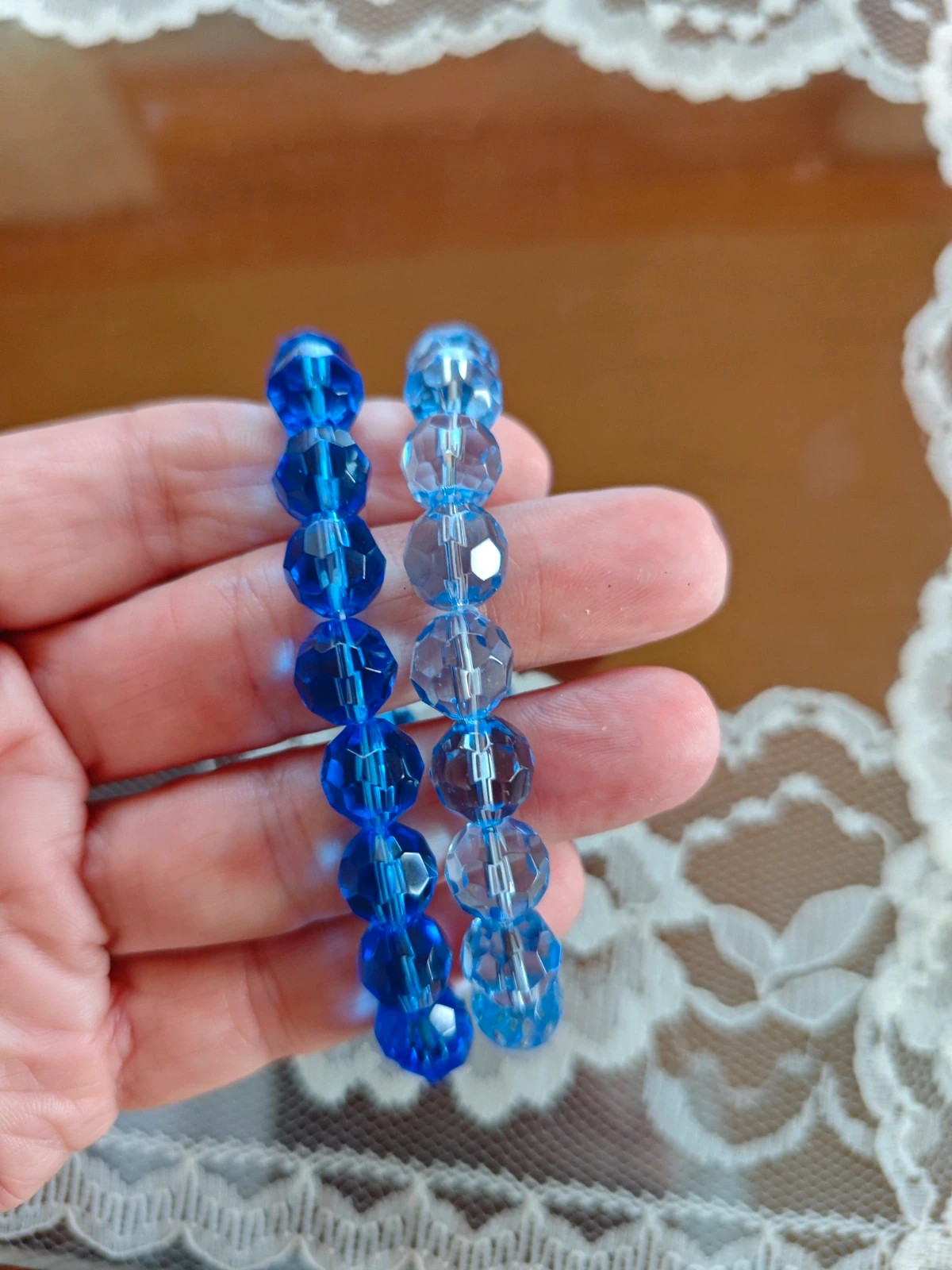 🌺Anillo con abalorios multicolor y dos pulseras a juego tonos azules 5