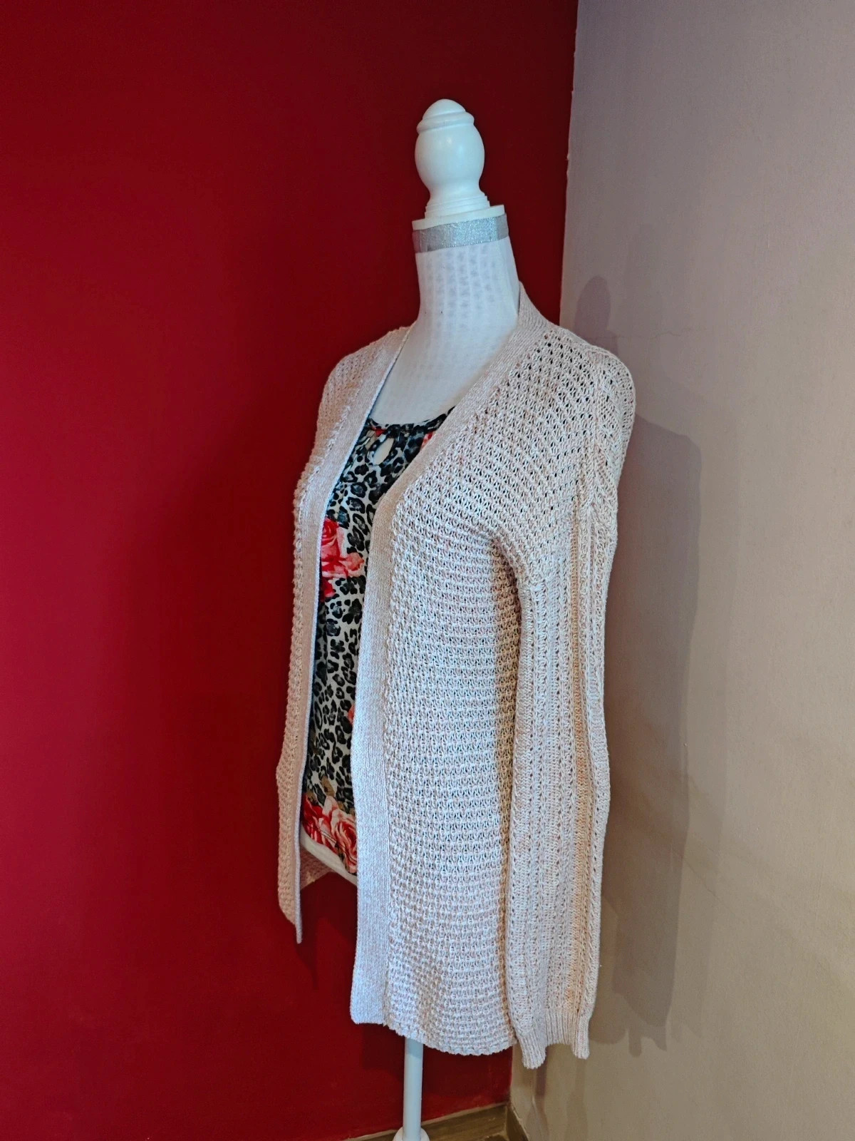 🌺 Chaqueta de punto rosa jaspeado y con diferentes tipos de punto – Clockhouse – taille M / 38 / 10 3