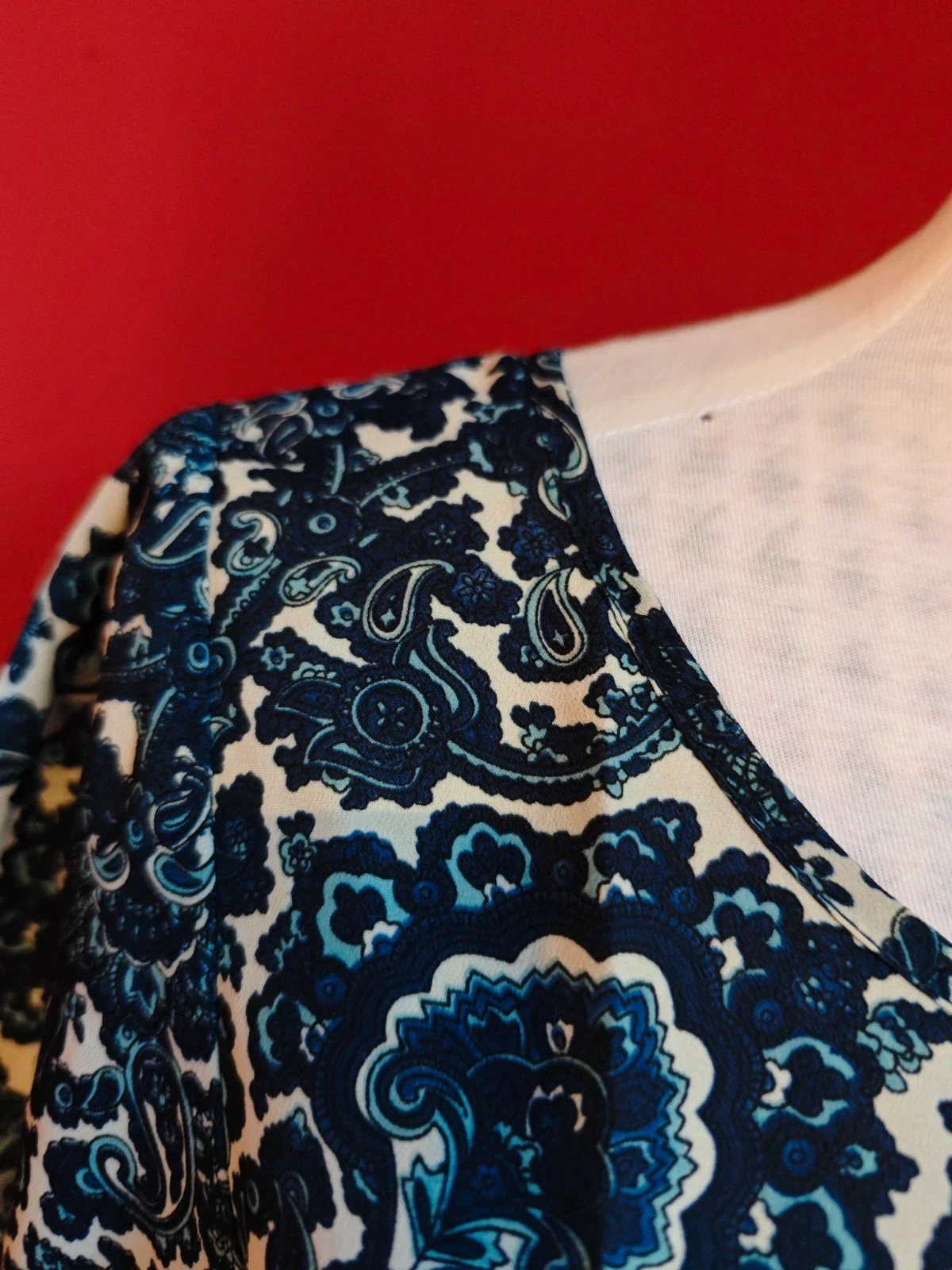 🌺Blusa con estampado tonos azules y blancos – Sfera Casual – taille L / 40 / 12 5