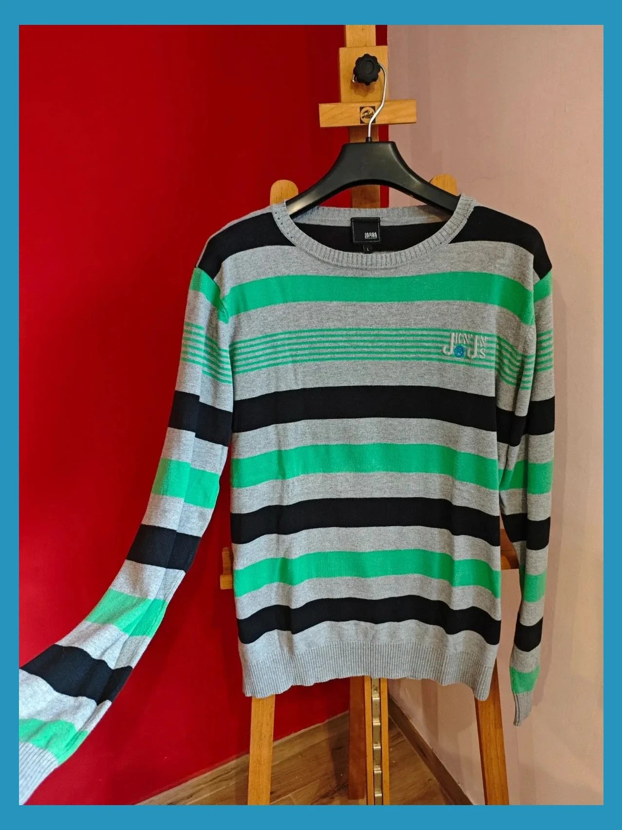 🌺 Jersey de algodón con rayas negras, gris y verde, de Jack&Jones – Jack & Jones – taille L 3