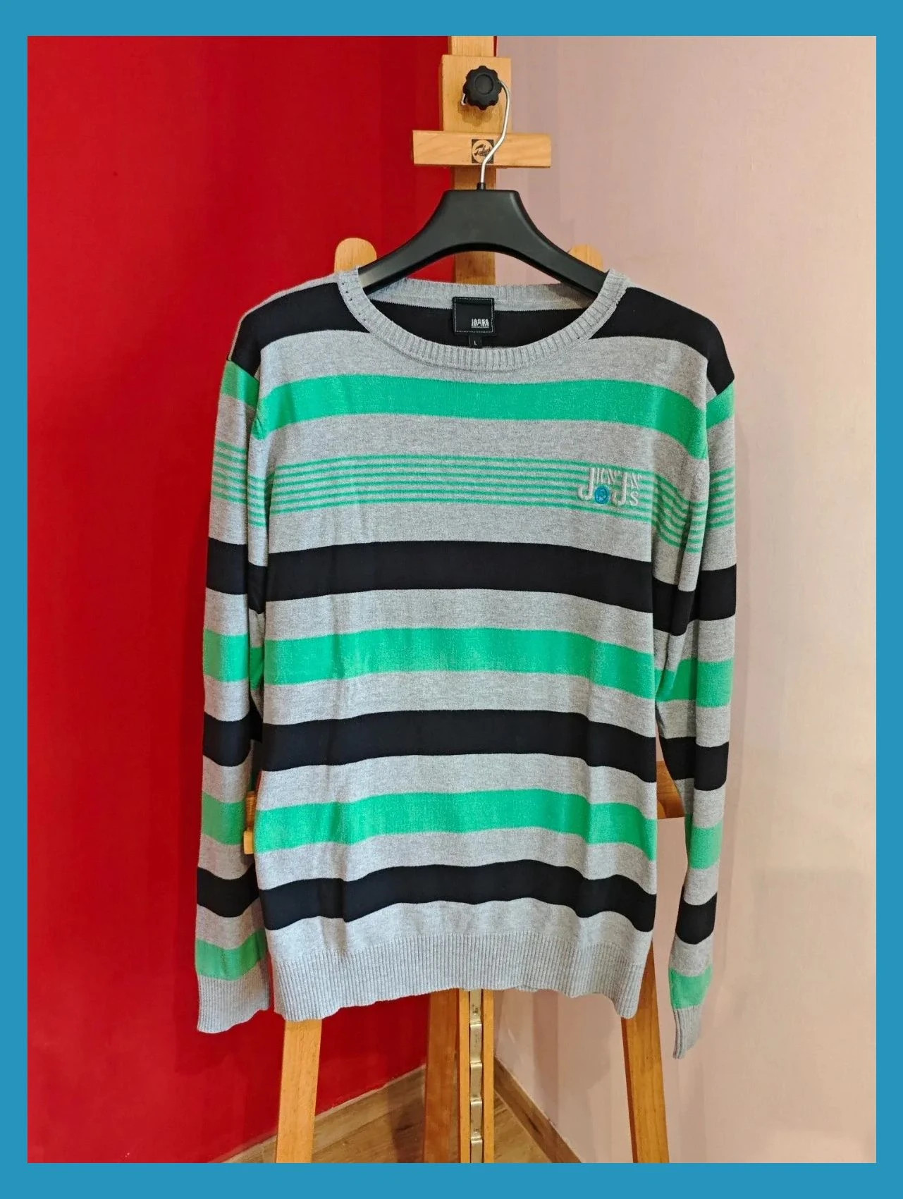 🌺 Jersey de algodón con rayas negras, gris y verde, de Jack&Jones – Jack & Jones – taille L 2