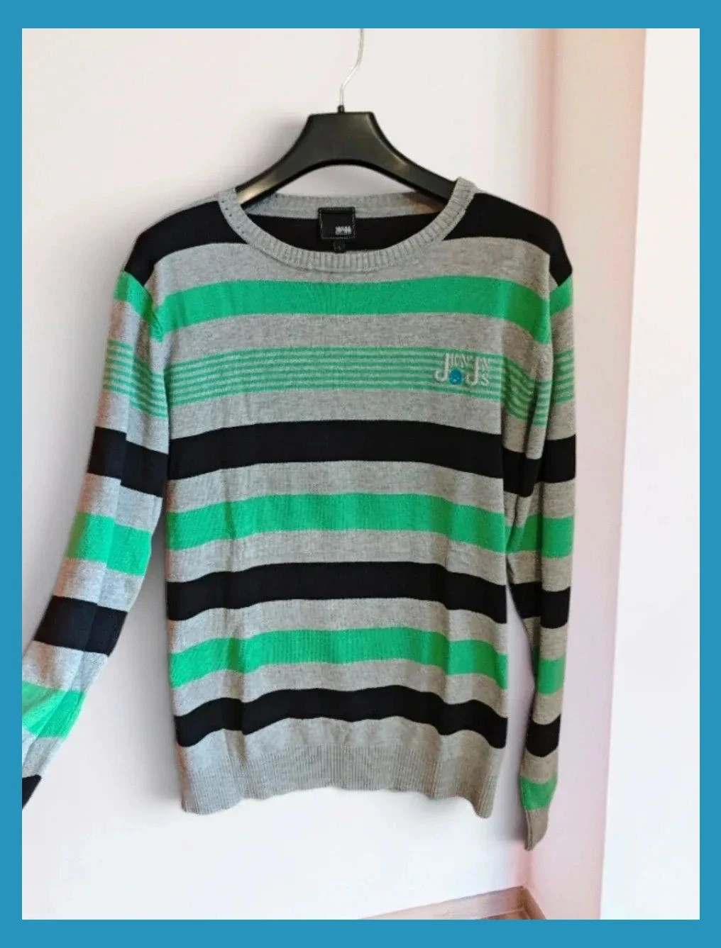 🌺 Jersey de algodón con rayas negras, gris y verde, de Jack&Jones
