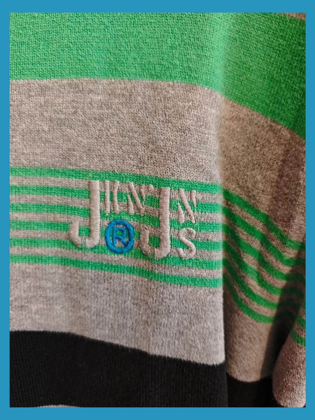 🌺 Jersey de algodón con rayas negras, gris y verde, de Jack&Jones – Jack & Jones – taille L 4
