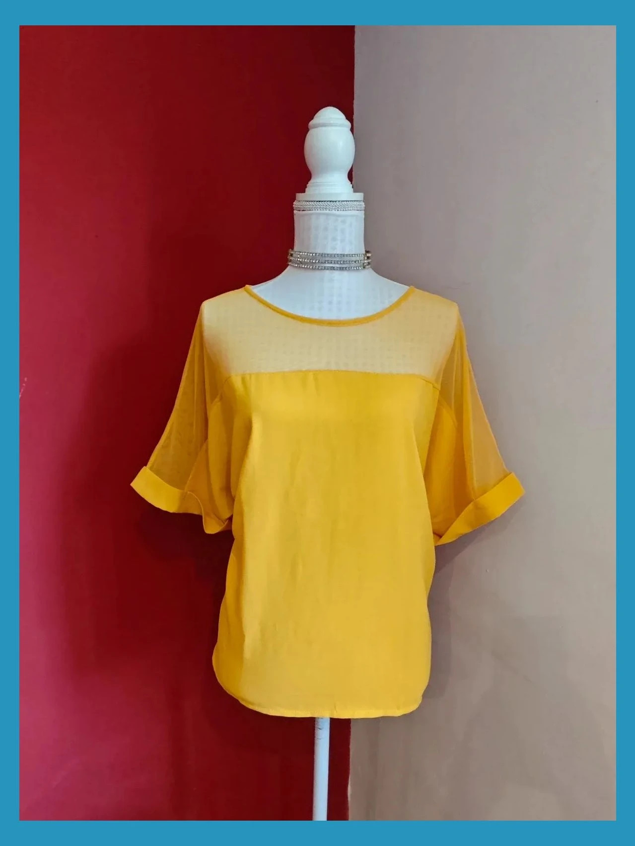 🌺Camiseta amarilla con tul arriba – New Collection – taille 6XL / 52 / 24 2