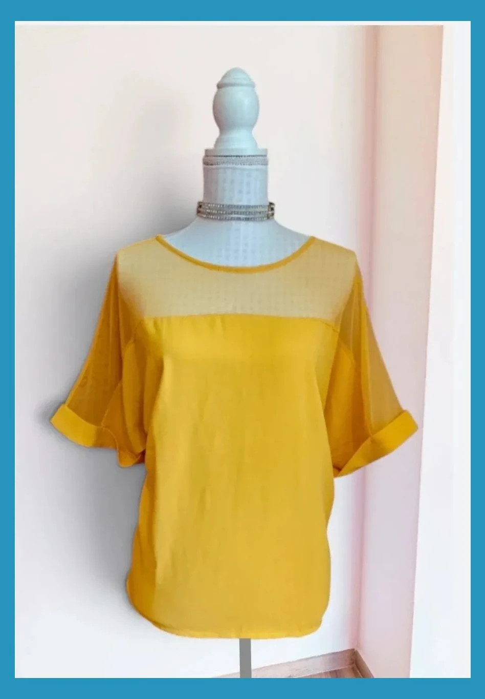 🌺Camiseta amarilla con tul arriba
