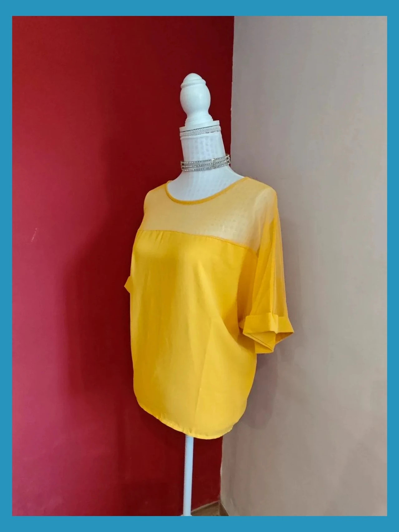 🌺Camiseta amarilla con tul arriba – New Collection – taille 6XL / 52 / 24 3