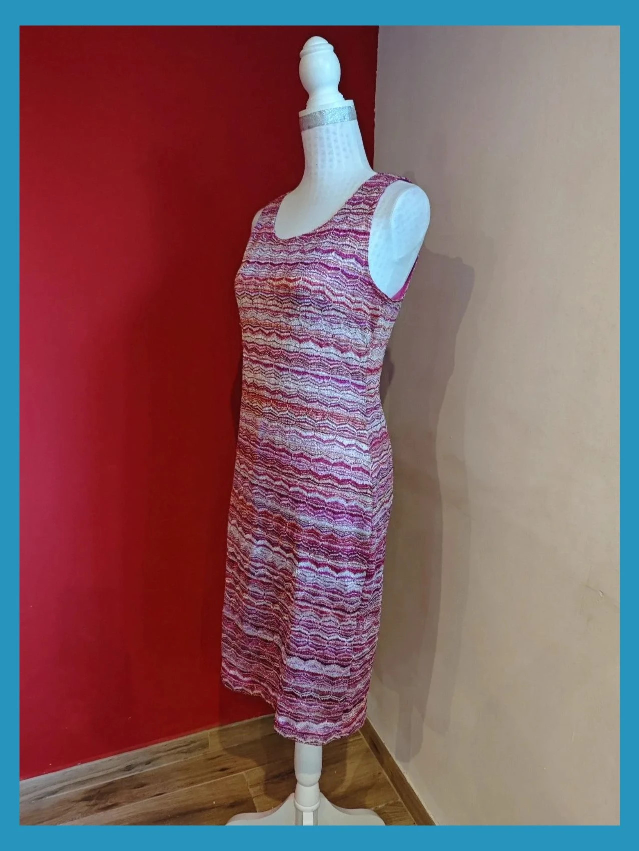 🌺Vestido en tonos rosas con hilos dorados y tirantes anchos, talla M – H&M – taille M / 38 / 10 3