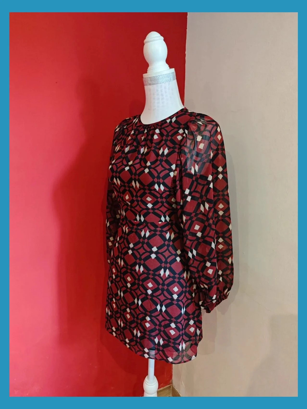 🌺Vestido ideal mini de gasa tono caldera con estampado geométrico en negro y beige – Zara – taille XS / 34 / 6 4