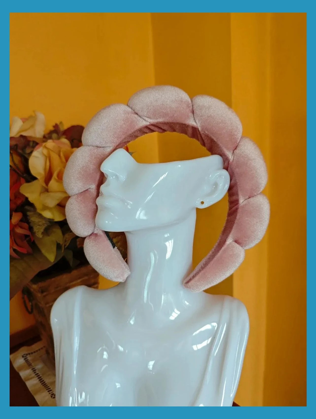 🌺Diadema de terciopelo rosa con ondas