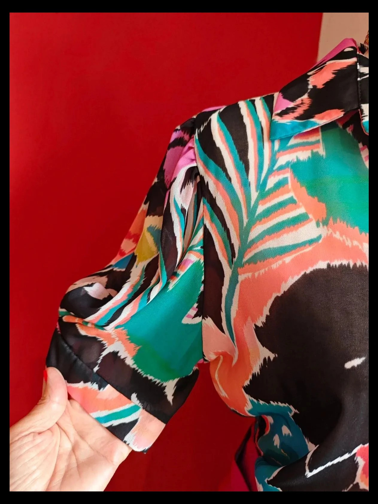 🌺Camisa de gasa con estampado floral multicolor – New Collection – taille XL / 42 / 14 5