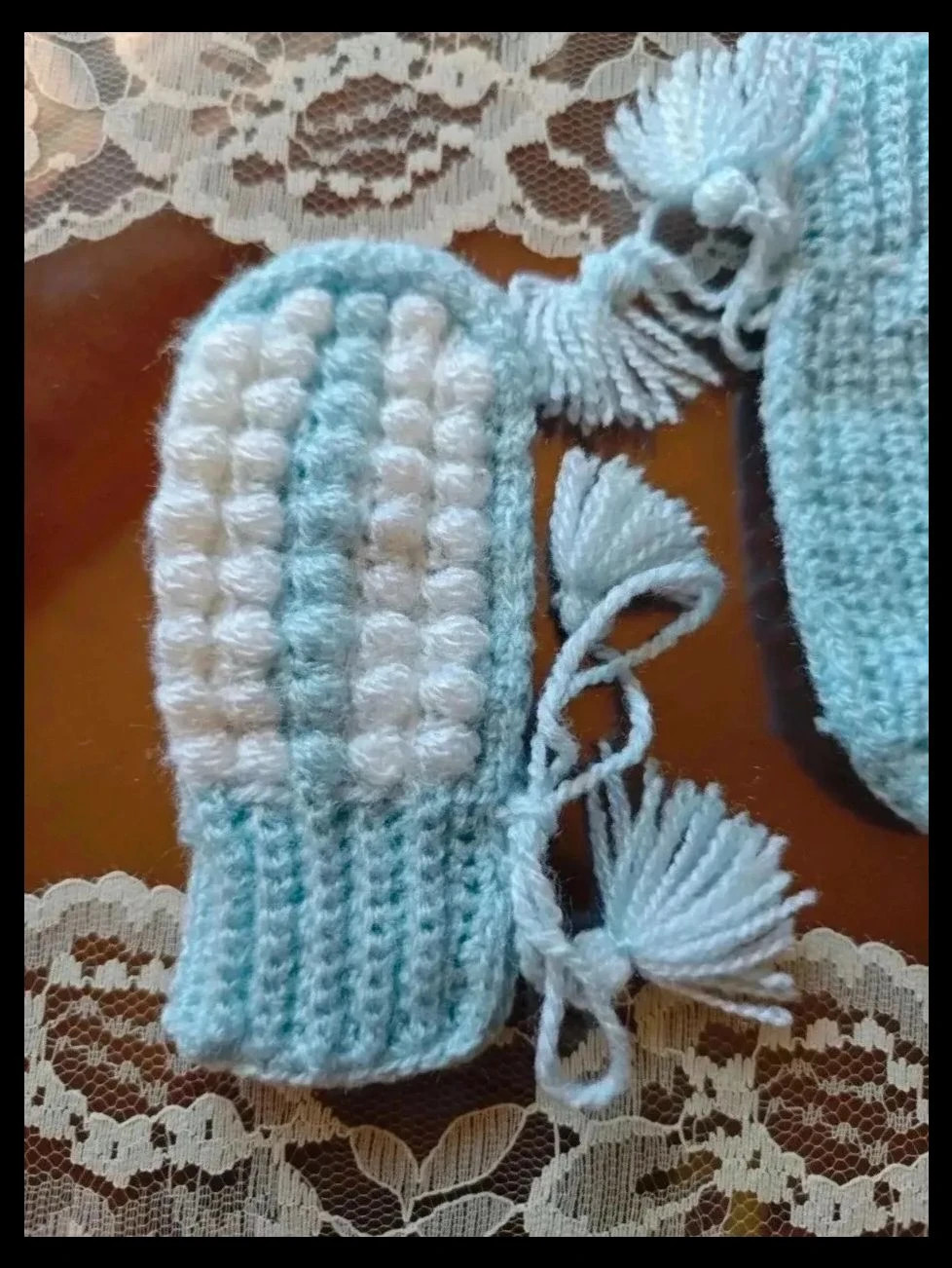 🌺Bonitas manoplas de lana para bebé – Handmade – taille 1-3 mois / 56 cm 2