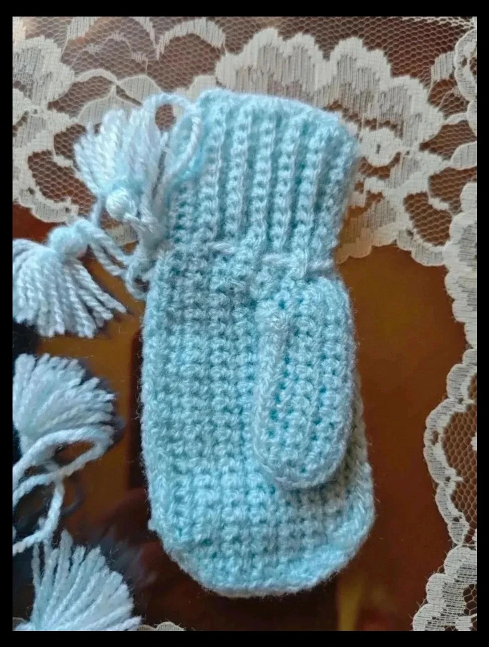 🌺Bonitas manoplas de lana para bebé – Handmade – taille 1-3 mois / 56 cm 3