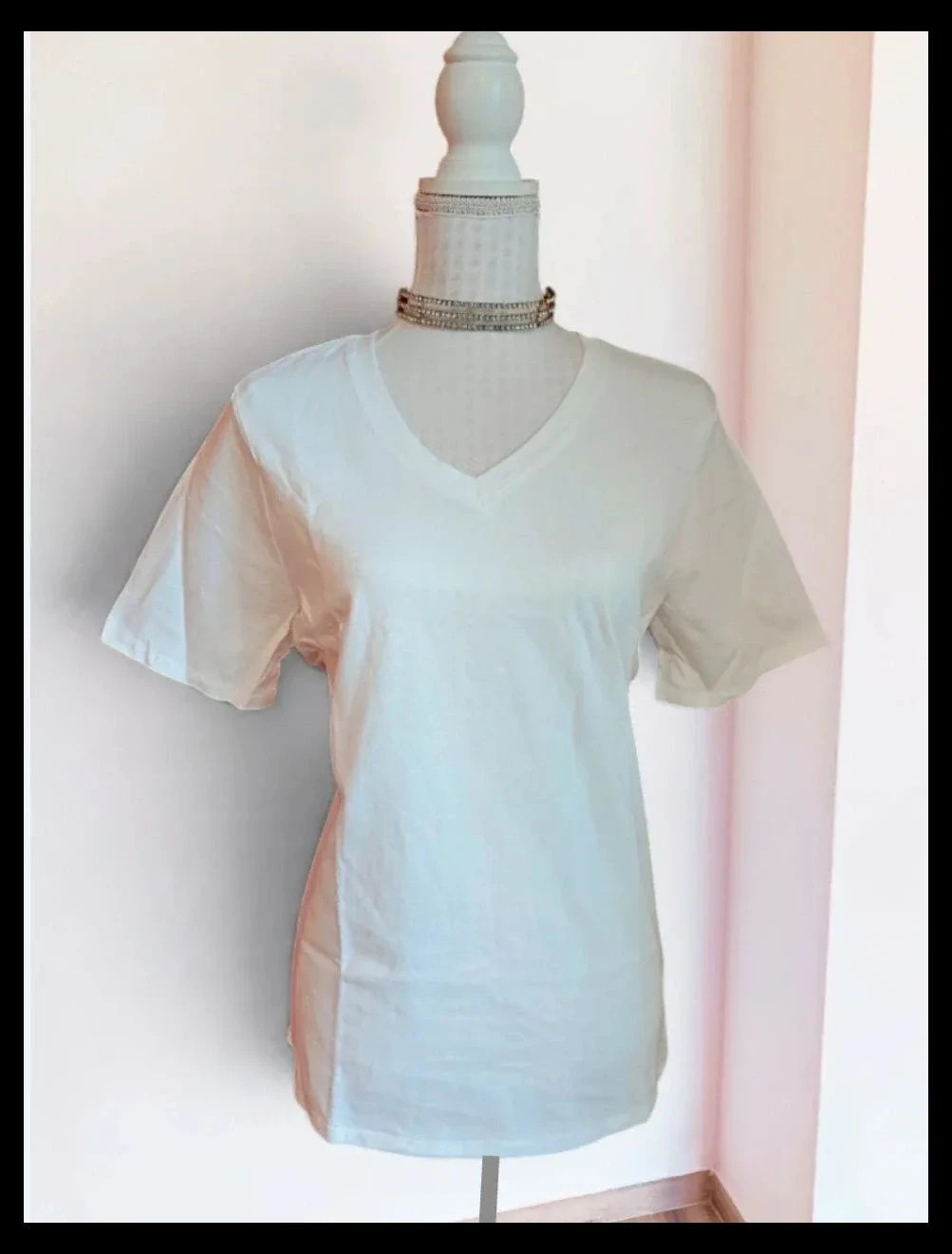 🌺 Camiseta básica de algodón blanc nueva