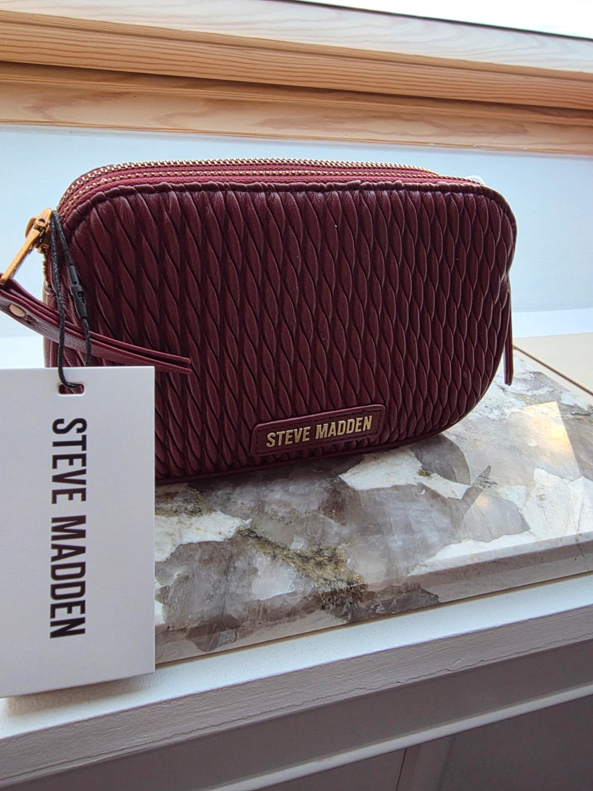 Sac Bandoulière Steve Madden Rouge Bordeaux Matelassé – Steve Madden 4