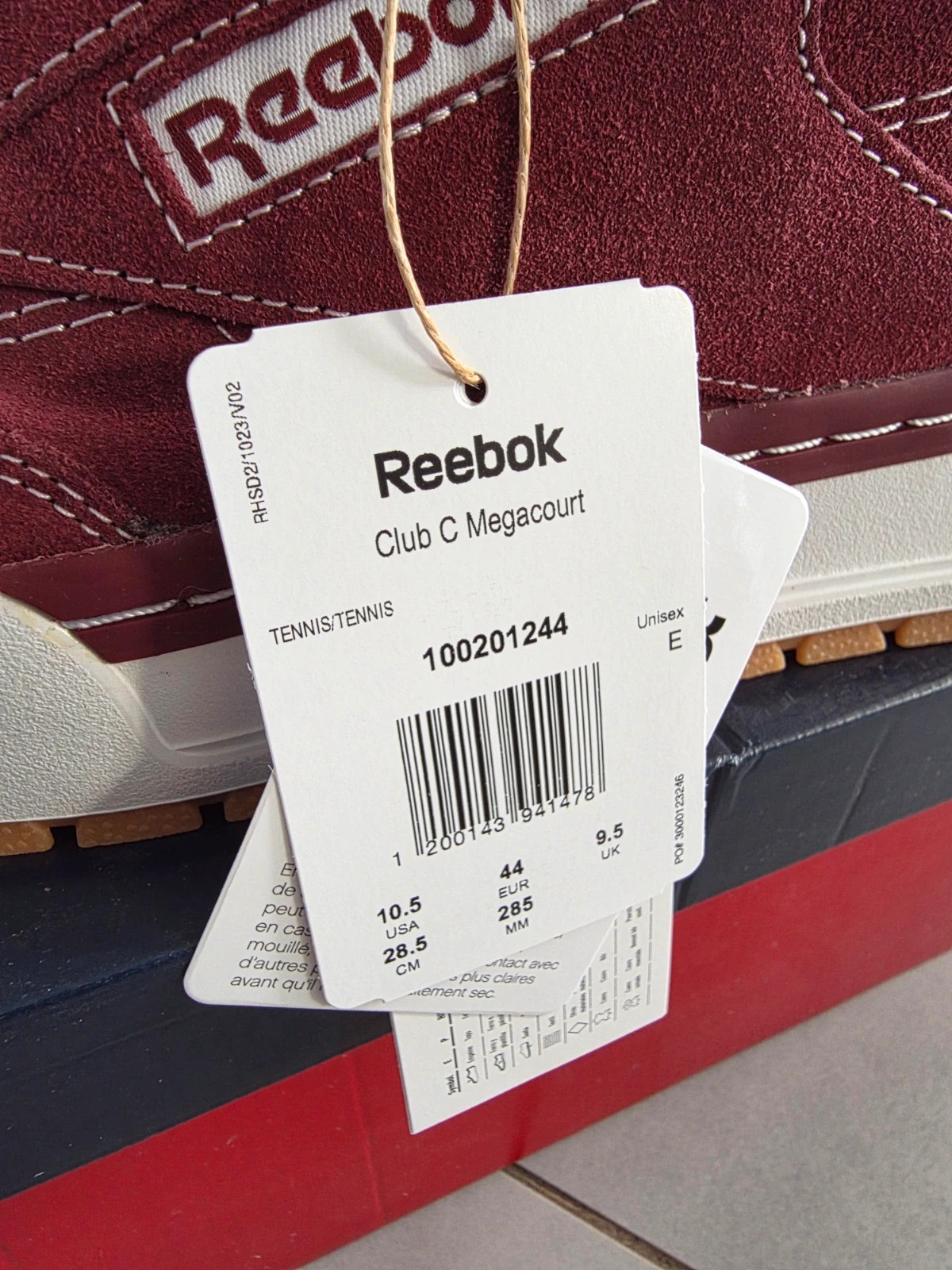 Baskets Reebok Club C Megacourt Bordeaux et Orange Pointure 44 Neuves – Reebok – taille 44 2