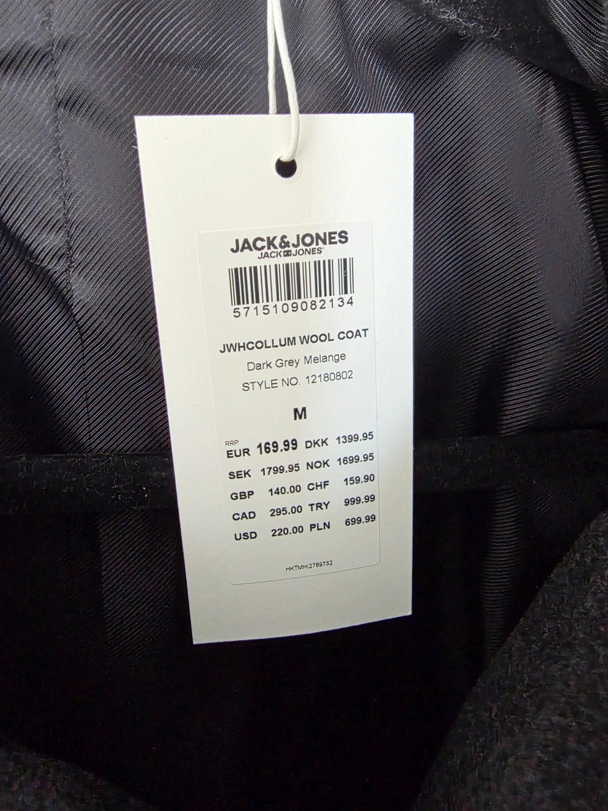 Manteau en Laine Homme Jack & Jones Gris Anthracite Taille M Neuf avec étiquette – Jack & Jones – taille M 2