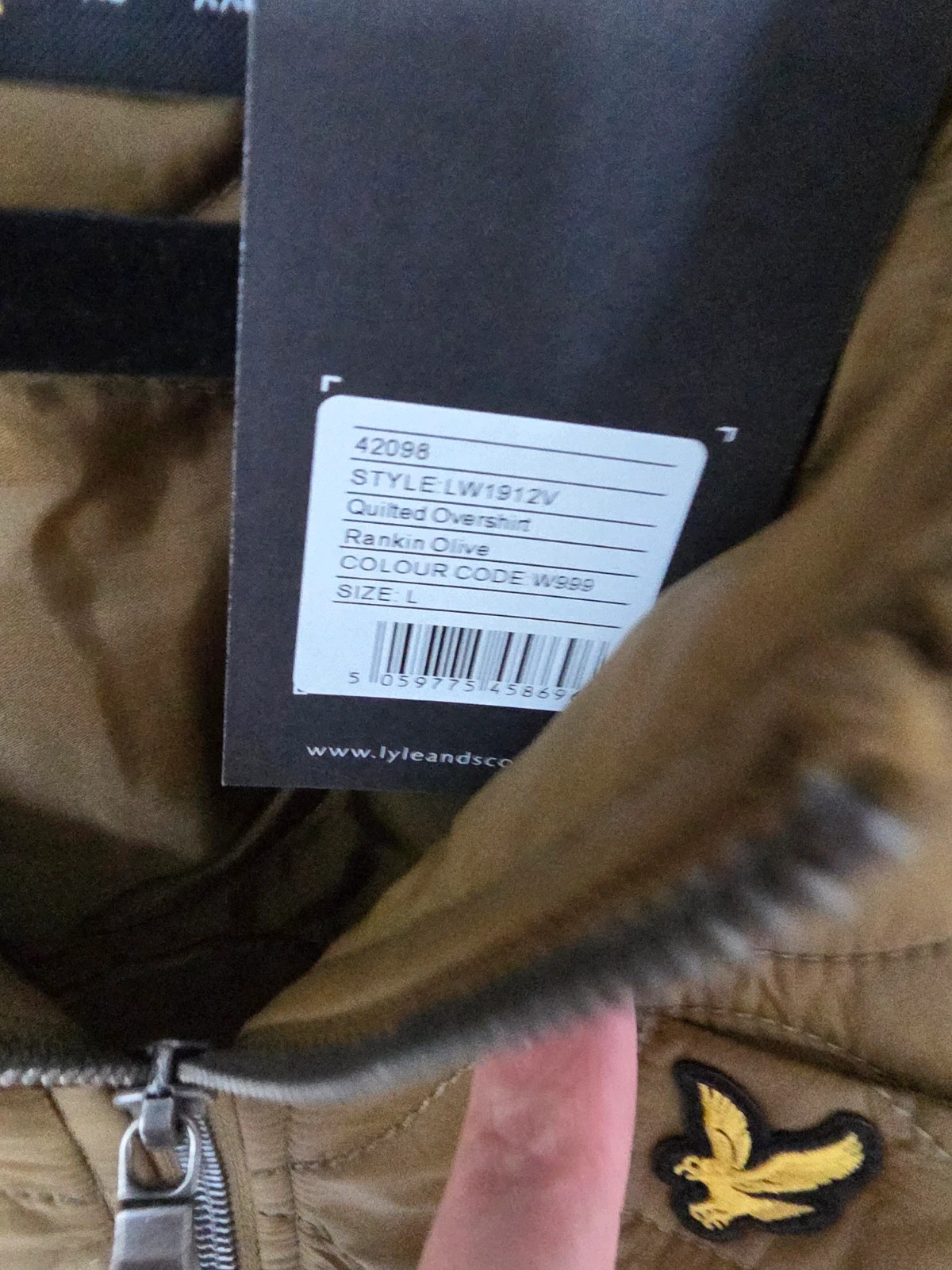 Surchemise / Veste Matelassée Homme Lyle & Scott Kaki / Olive Taille L Neuve avec étiquette – Lyle & Scott – taille L 3