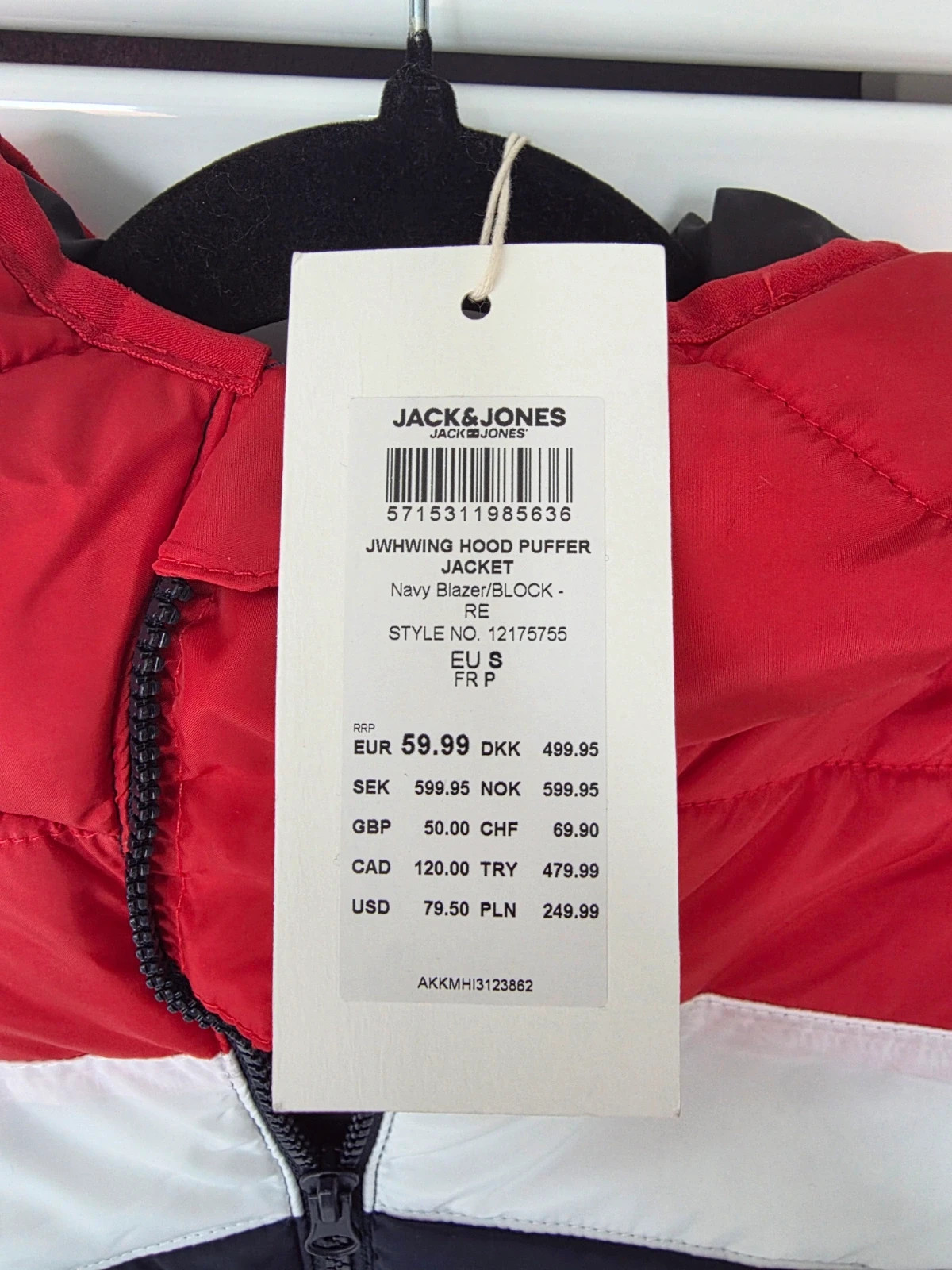 Doudoune à Capuche Homme Jack & Jones Tricolore Bleu Marine / Rouge / Blanc Taille S – Jack & Jones – taille S 2