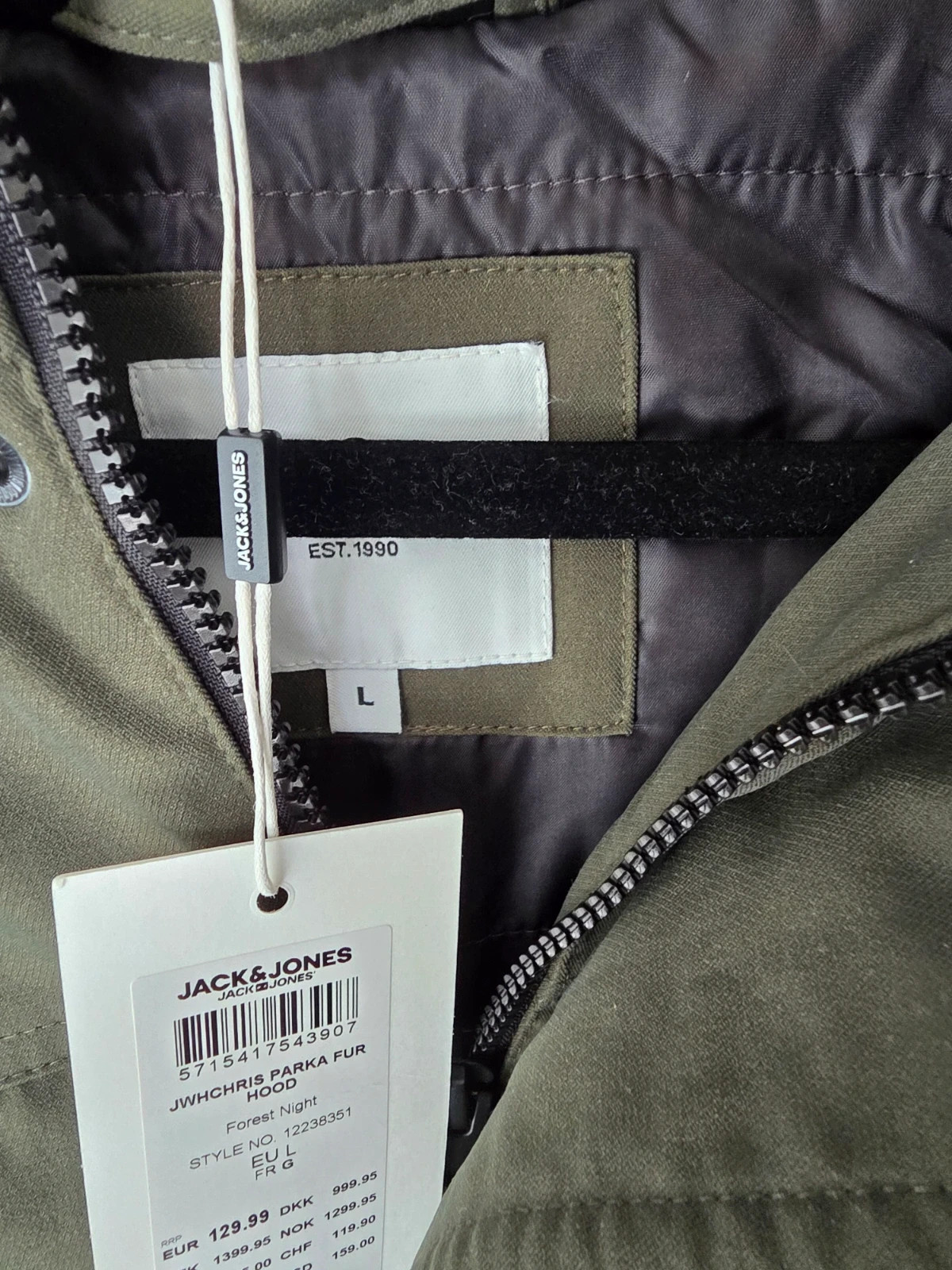 Parka / Manteau Hiver Homme Jack & Jones Capuche Fourrure Vert Kaki Taille L Neuf avec étiquette – Jack & Jones – taille L 3