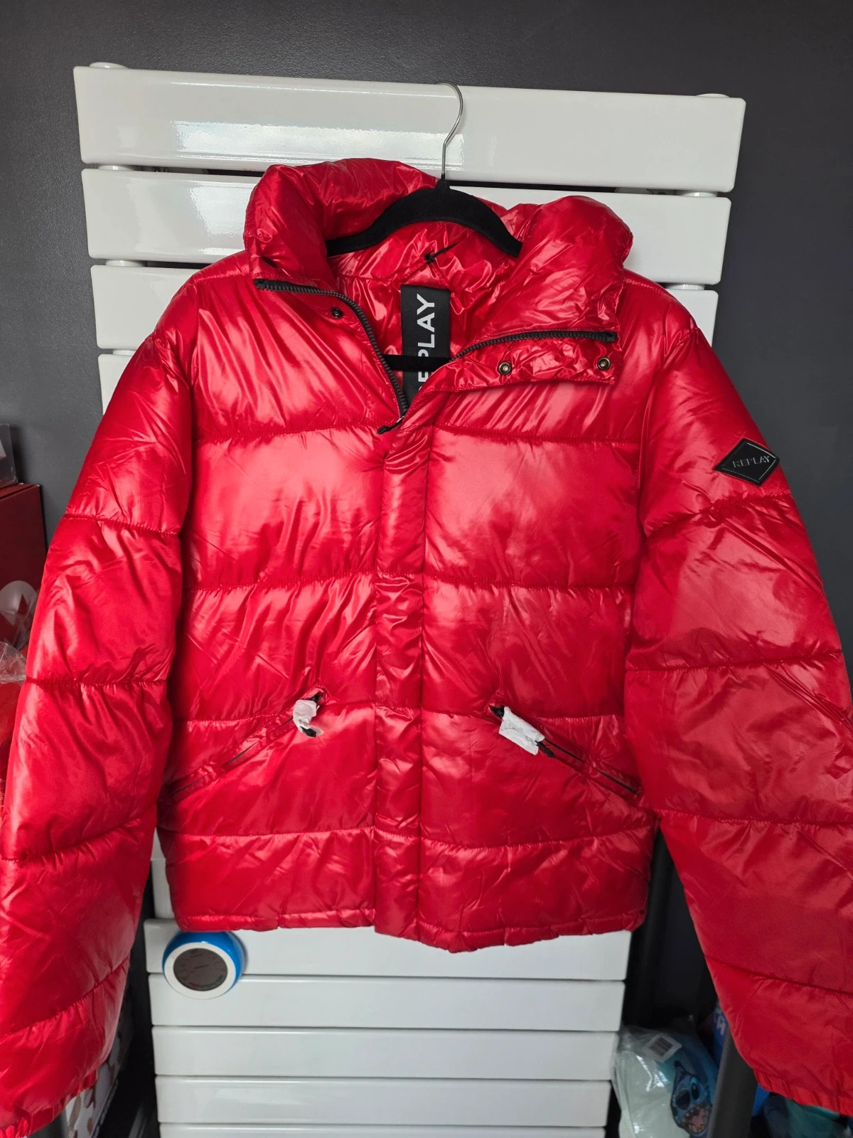 Doudoune matelassée Replay Rouge brillant Taille S Neuve avec étiquette