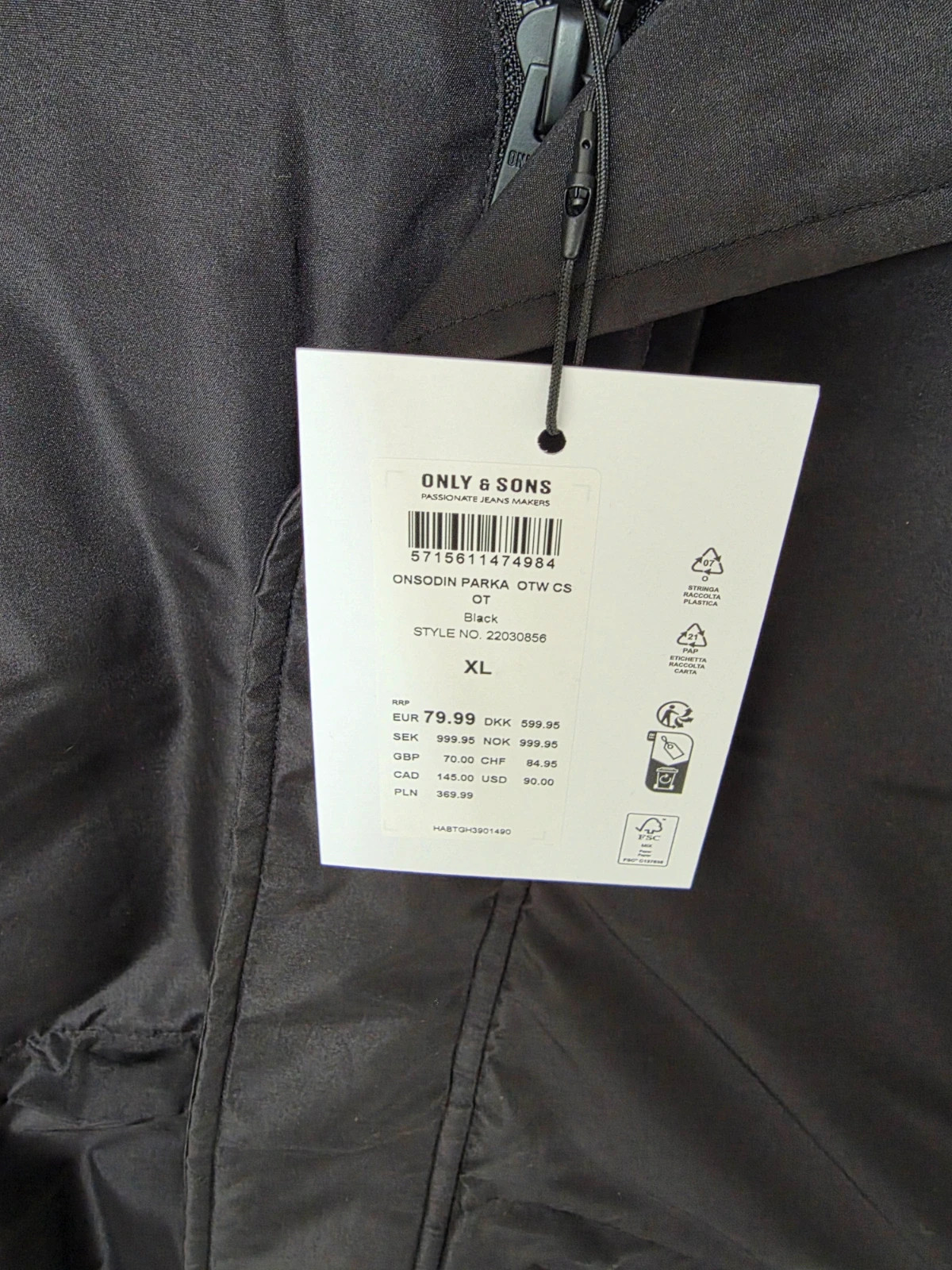 Parka / Doudoune Only & Sons Noire Taille XL Neuve avec étiquette – ONLY & SONS – taille XL 2
