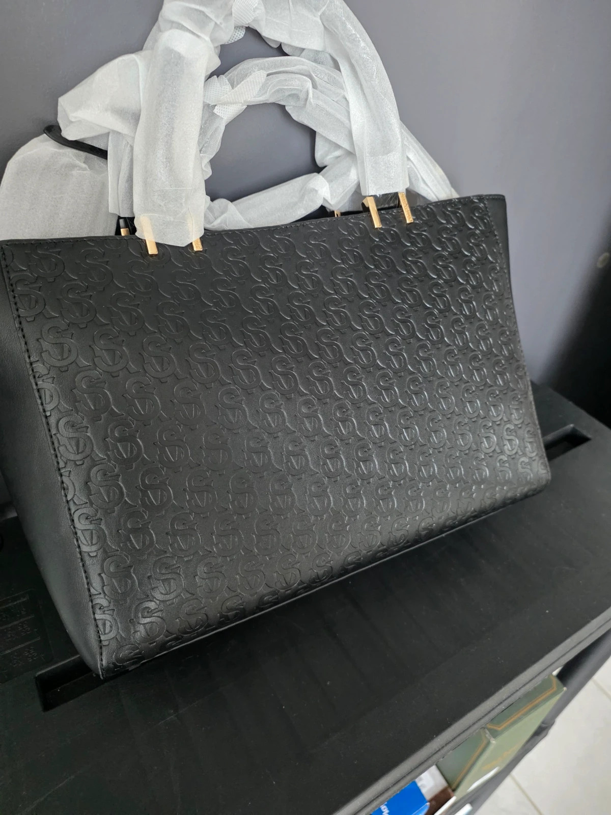 Grand sac cabas tote bag Steve Madden noir Bblane6 monogramme – Steve Madden 3