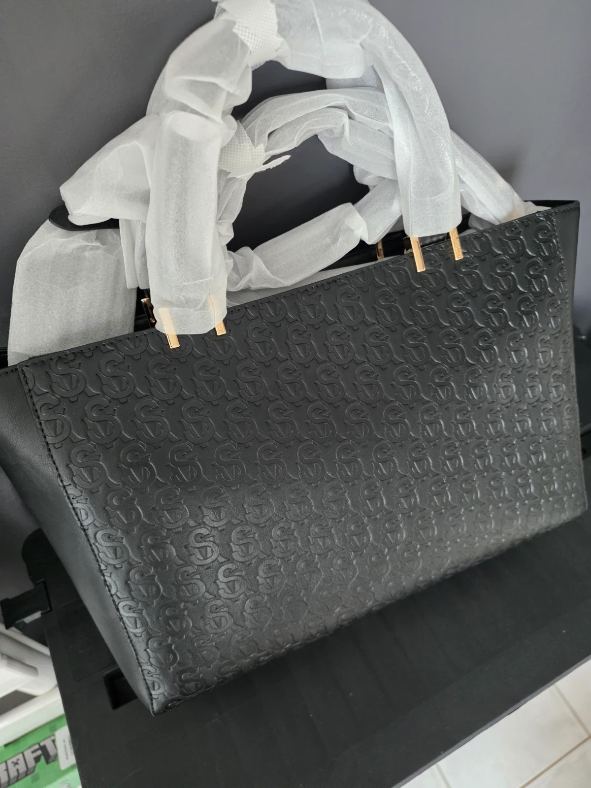 Grand sac cabas tote bag Steve Madden noir Bblane6 monogramme – Steve Madden 4