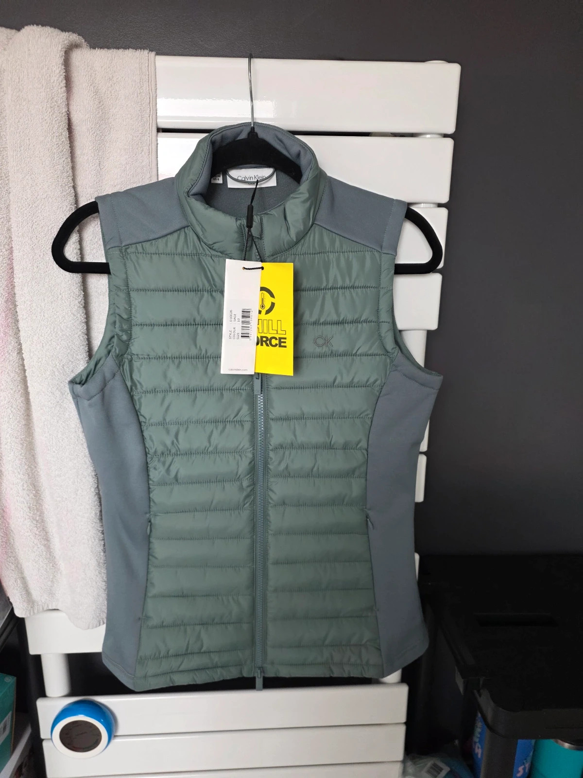 Doudoune sans manches hybride Calvin Klein Golf Vert sauge Gris Taille 38 S
