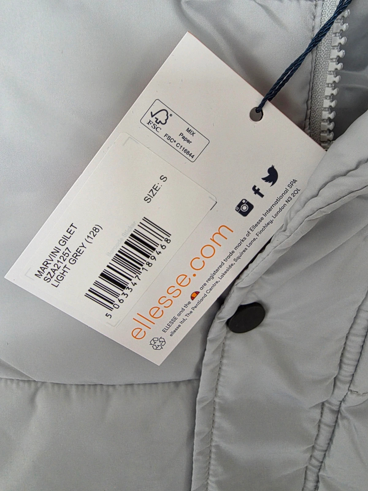 Doudoune sans manches Ellesse Marvini Gilet Gris clair Taille S – Ellesse – taille S 2
