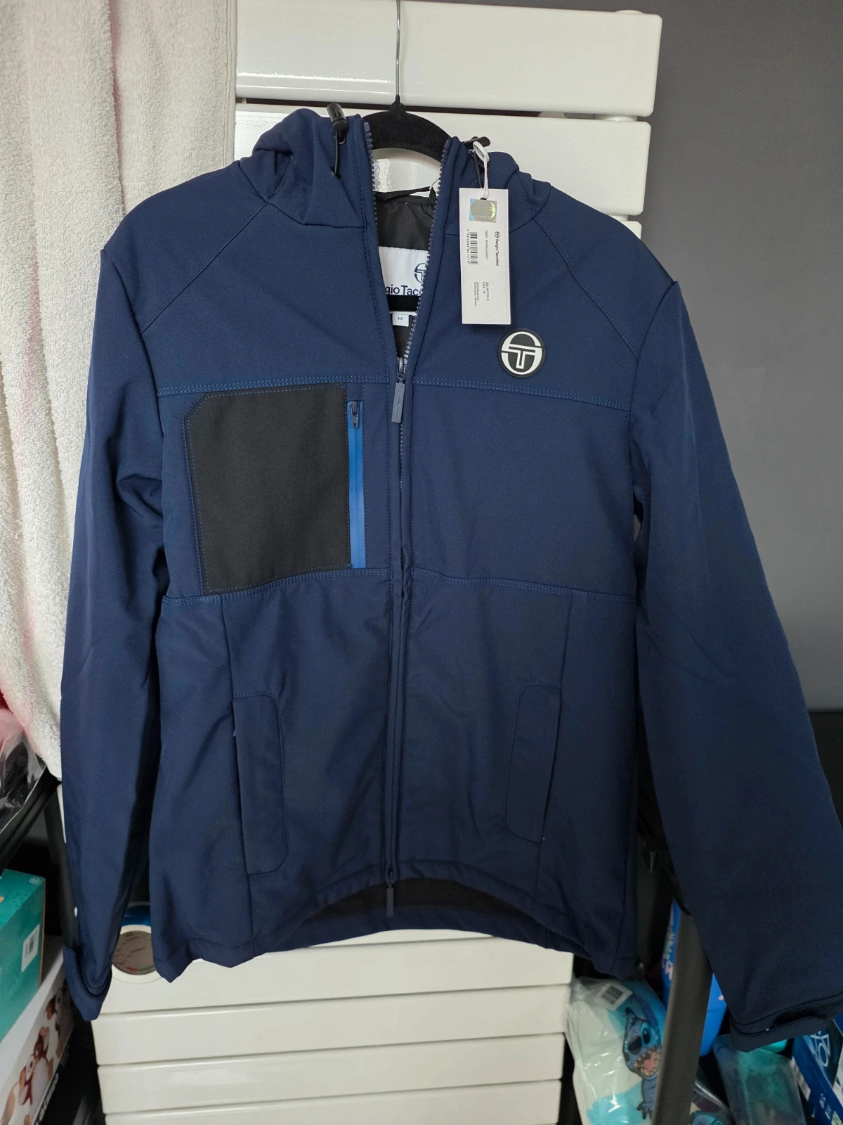 Veste Softshell à capuche Sergio Tacchini Bleu marine et noir Taille M