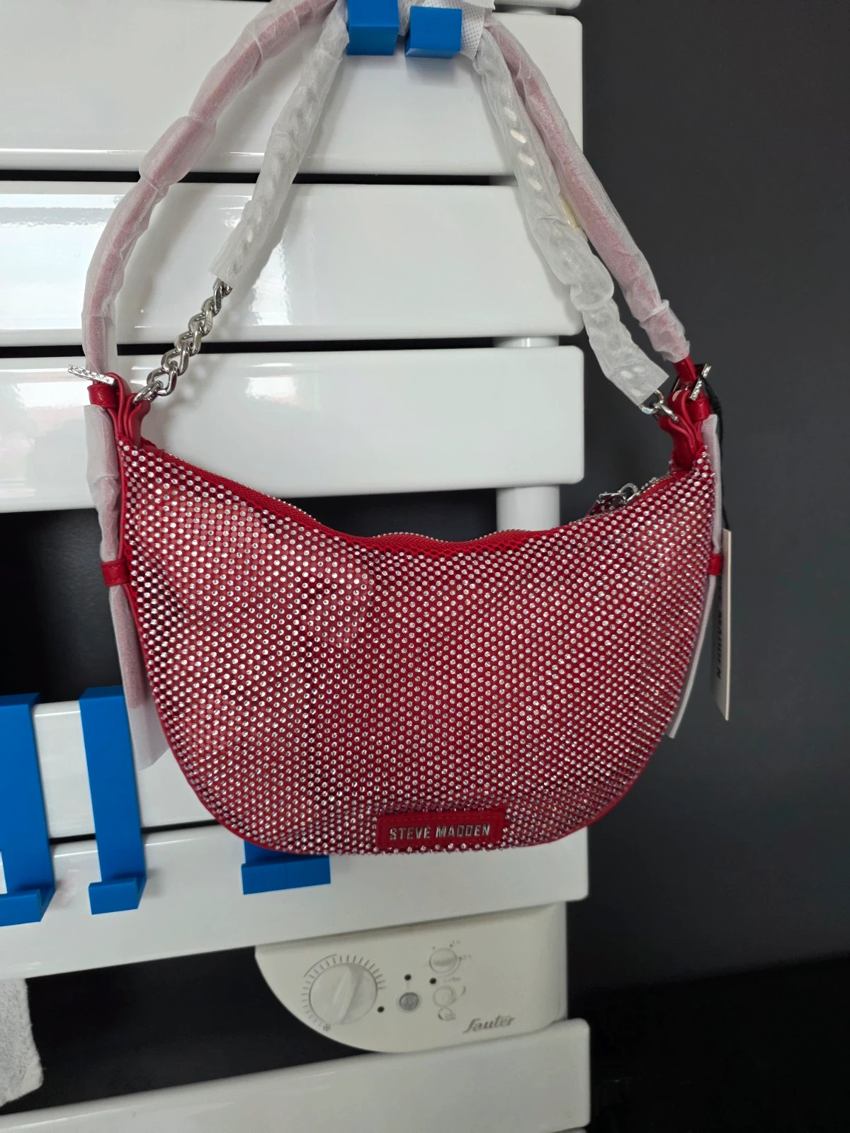 Sac porté épaule Steve Madden rouge strass