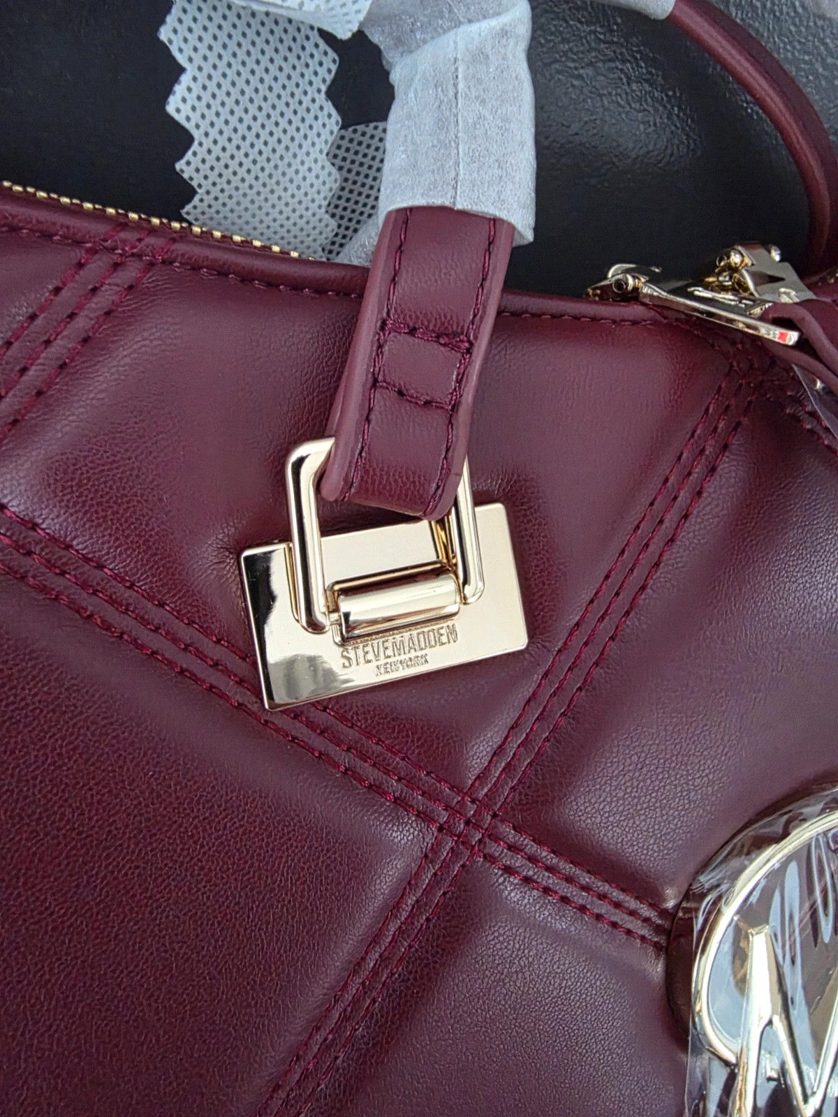 Sac cabas Steve Madden grand format matelassé bordeaux – Steve Madden 3