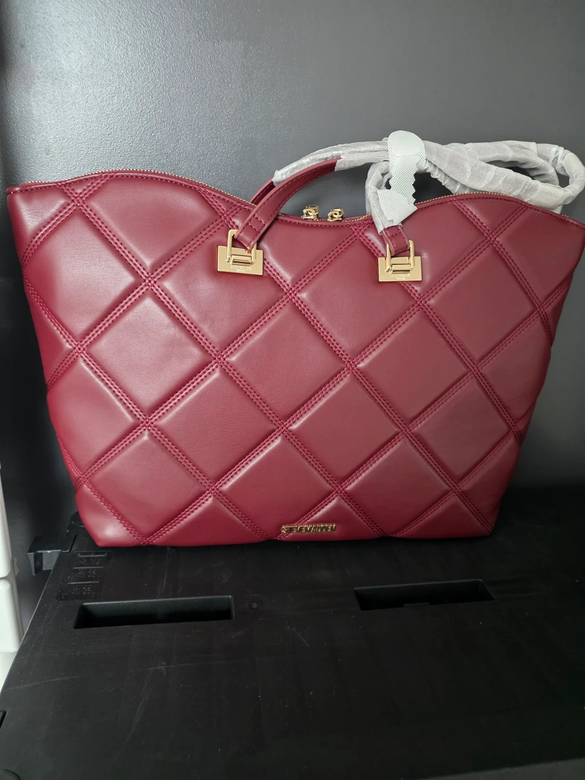 Sac cabas Steve Madden grand format matelassé bordeaux – Steve Madden 4