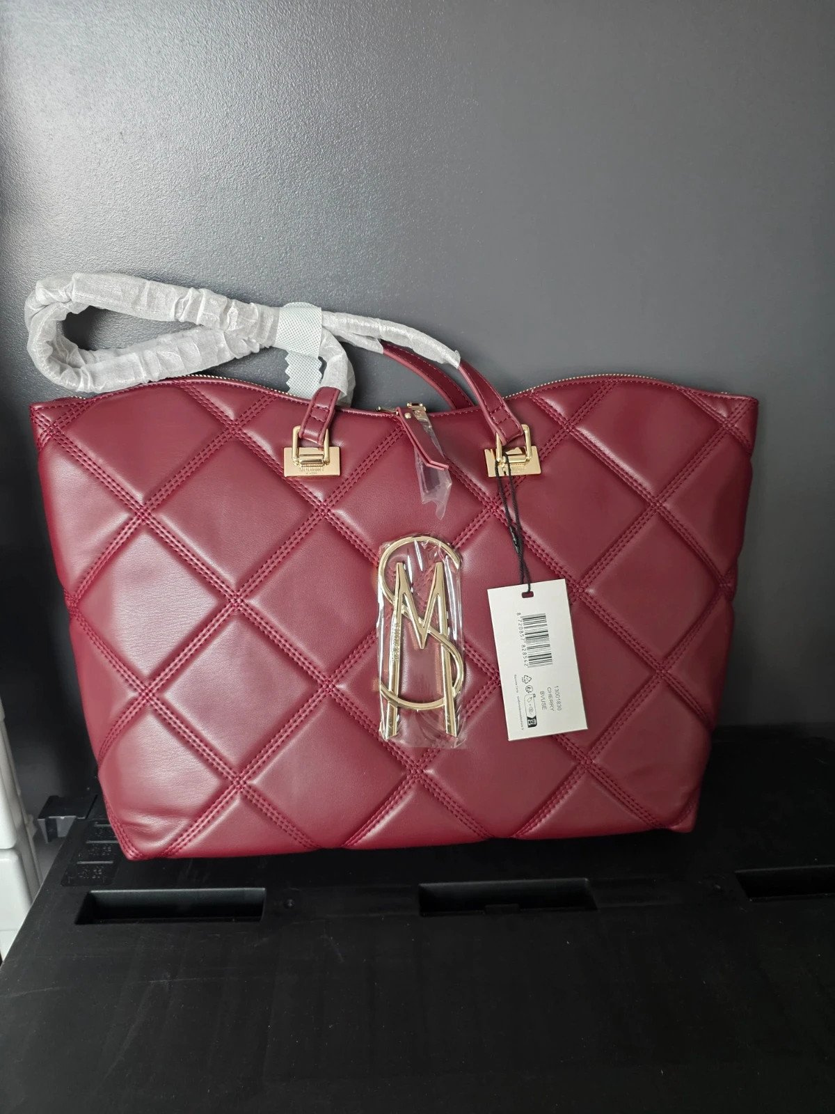 Sac cabas Steve Madden grand format matelassé bordeaux