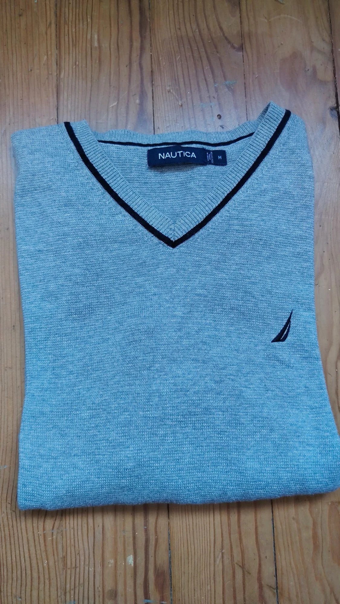 Pull col V gris Nautica taille M
