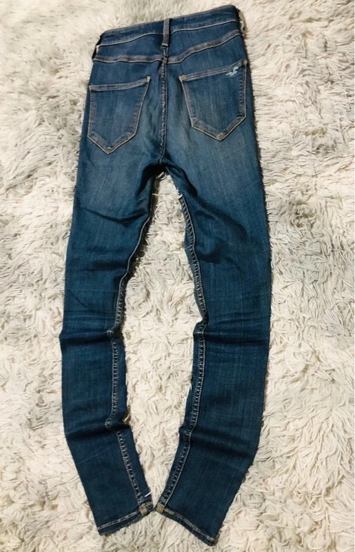 Hollister Ultra High Rise Jean Leggings Dark Blue Stretch Y2K Teen Casual Seagul Logo - Size XS – Hollister – taille XS / 34 / 6 3