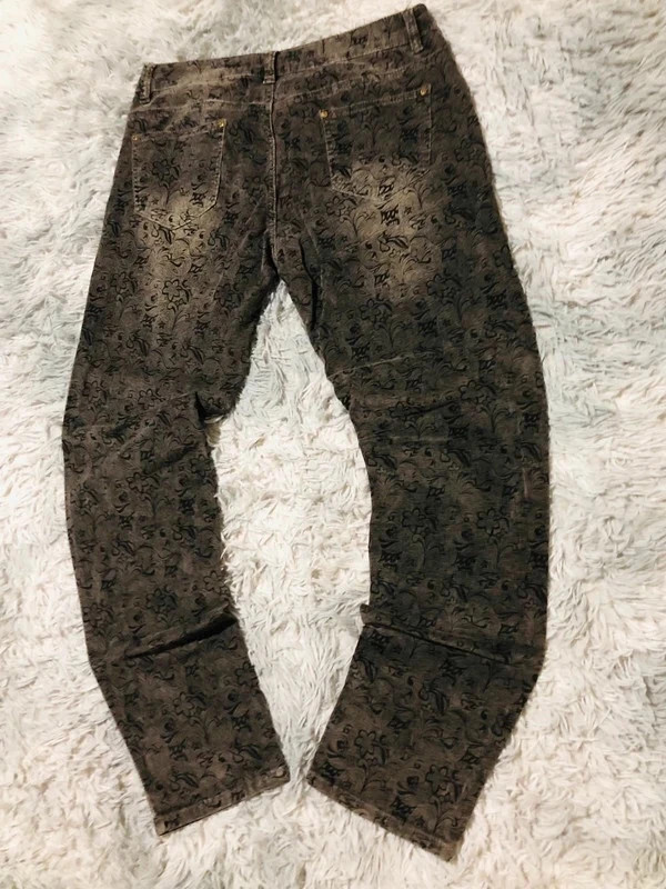 Miss Swan Floral Print Jeans Brown Boho Paisley Y2K Indie Vintage 2000s - Size IT 50 (L) – Miss Swan – taille W34 | FR 44 3