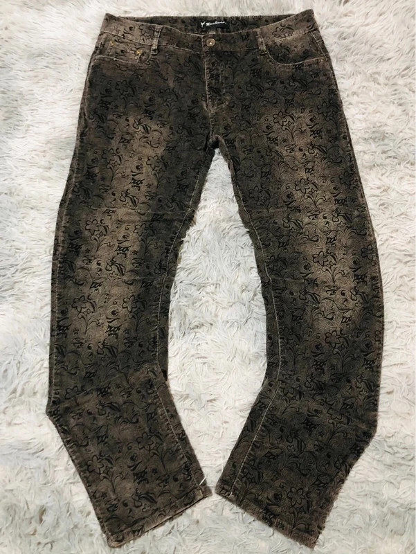 Miss Swan Floral Print Jeans Brown Boho Paisley Y2K Indie Vintage 2000s - Size IT 50 (L) – Miss Swan – taille W34 | FR 44 5