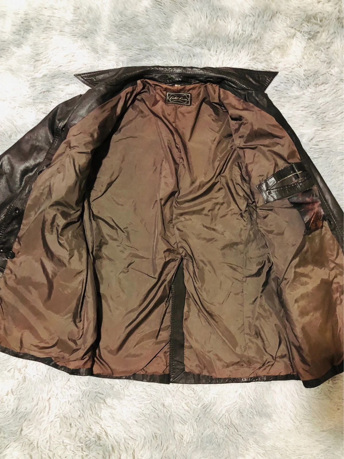 Mens Brown Real Leather Safari Field Jacket Button Front Four Flap Pockets Shirt Collar - Size EU 56 – Vintage Dressing – taille XXL 5