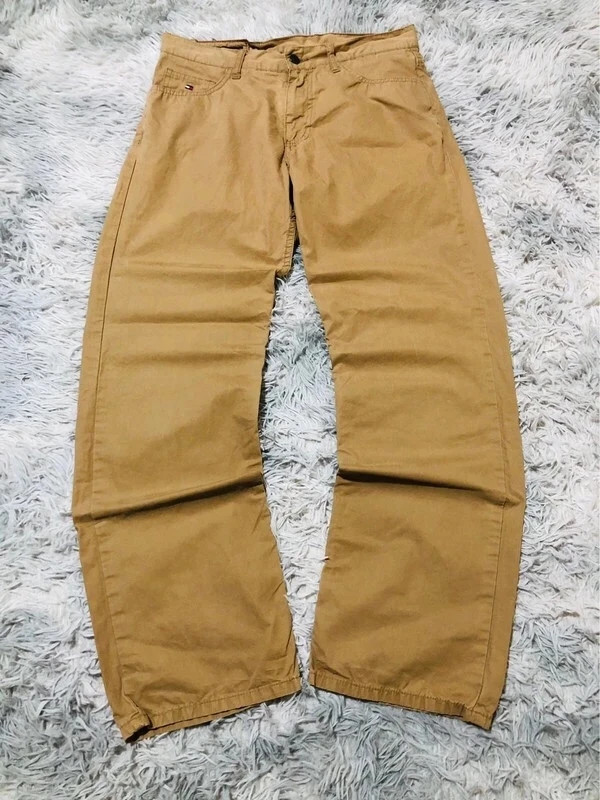 Brave Sailors Trousers Cream 100% Cotton 5 Pockets Belt Loops Double Button Casual - Size W34 Approx – Tommy Hilfiger – taille W32 | FR 42 5